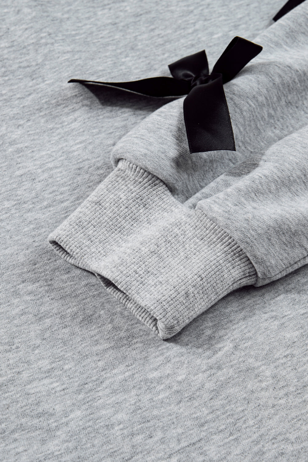 Light Grey Bowknot Long Sleeve Round Neck Sweatshirt