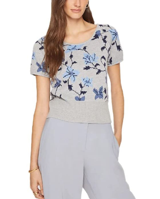 Club Monaco Women's Floral Jacquard TEE, Grey Multi, Medium