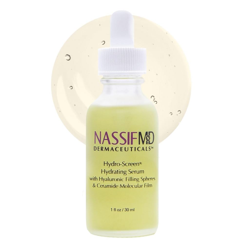 NassifMD Hydro-Screen - Clinical Grade Serum with Premium Ingredients: Ceramides, Retinol, Bakuchiol, Hyaluronic Acid - Anti Aging Treatment