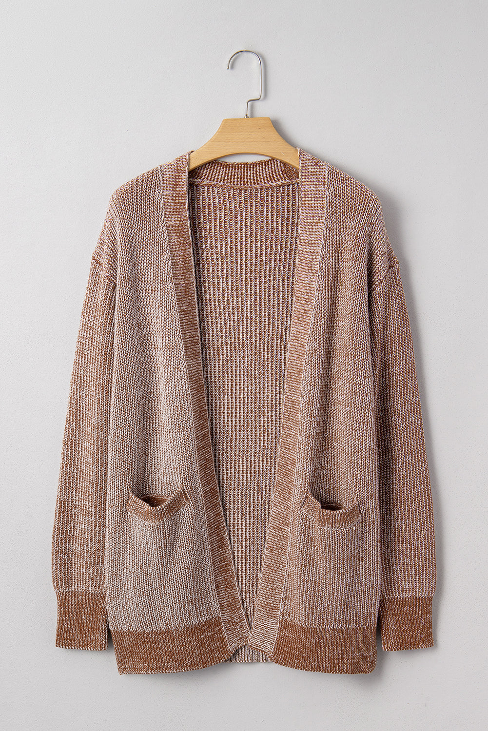 Straw Yellow Open Front Pocket Knit Cardigan