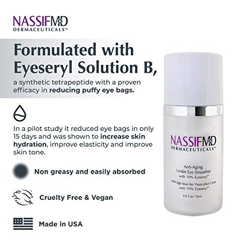 NassifMD Under Eye Smoother Firming Eye Cream, Anti Aging Eye Cream for Women, Under Eye Cream Dark Circles and Puffiness, Eye Serum Anti Aging Wrinkles