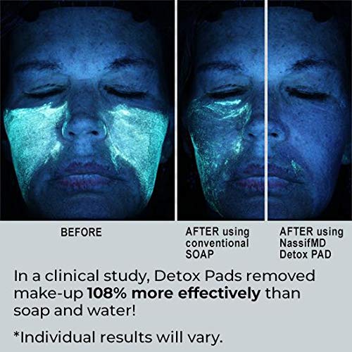 NassifMD Detox Pads Facial Radiance Pads, Glycolic Acid Pads, Witch Hazel Toner, Face Exfoliating Pads Salicylic Acid Wipes, BHA AHA Pads, Resurfacing Pads for Face (30 Count or 60 Count)