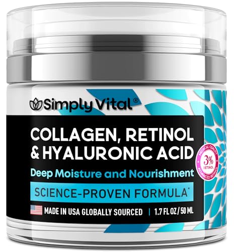 SimplyVital Collagen Face Moisturizer - Anti-Aging Retinol Cream for Face, Daily Moisturizer Face Cream - 1.7oz