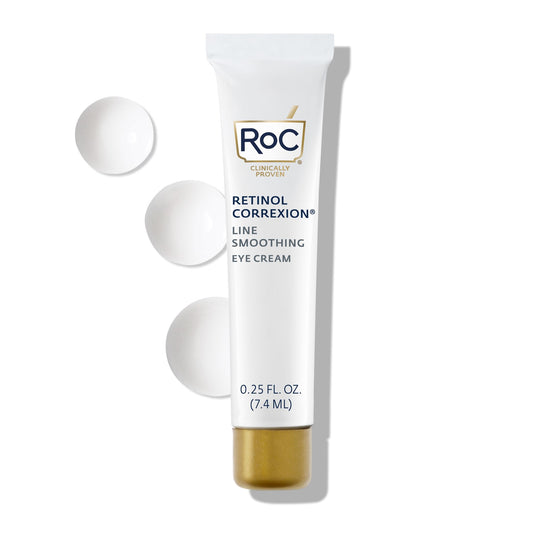 RoC Retinol Correxion Eye Cream Mini for Dark Circles & Puffiness, Daily Wrinkle Cream, Anti Aging Line Smoothing Skin Care Treatment, Stocking Stuffers for Men & Women, .25 Ounces