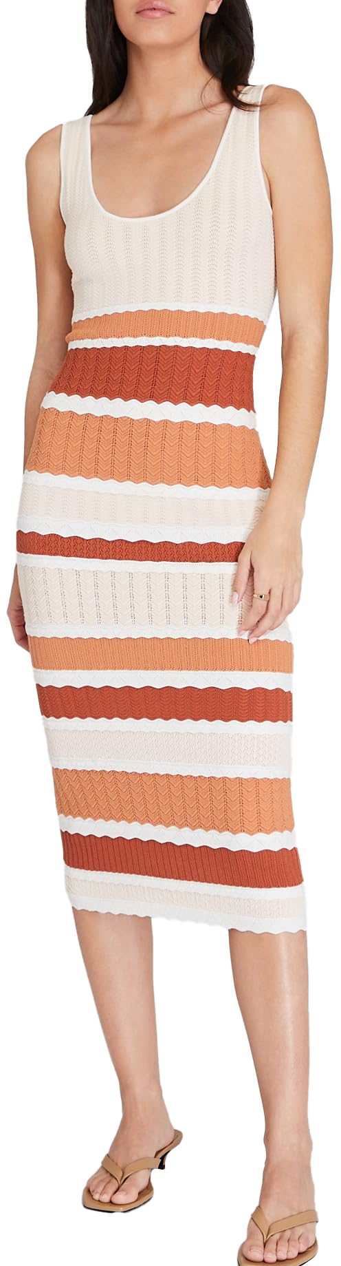 CLUB MONACO Women's Mixed Stitch Dress, Terracotta/Orange