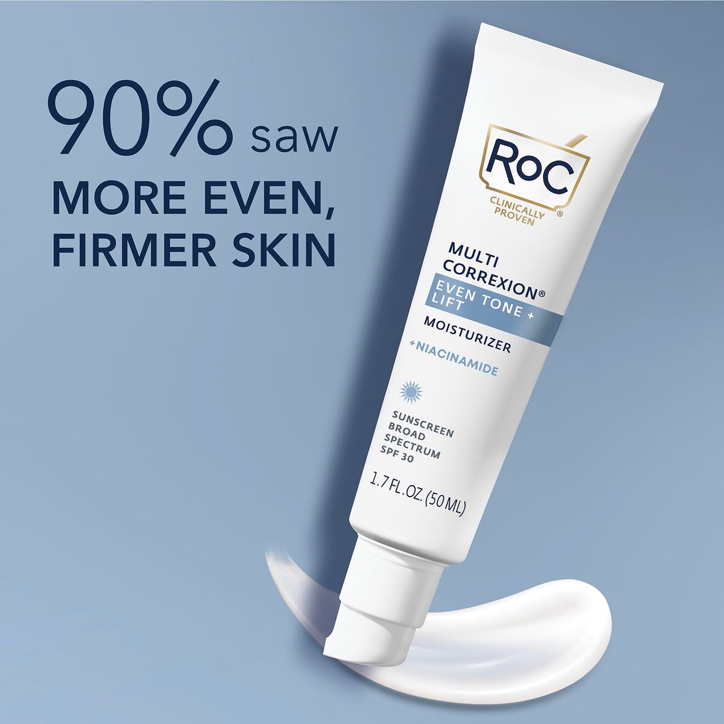 RoC Multi Correxion 5 in 1 Anti-Aging Daily Face Moisturizer with Broad Spectrum SPF 30 & Shea Butter, Stocking Stuffer for Men & Women, (1.7 oz) with Night Cream Packette (Packaging May Vary)