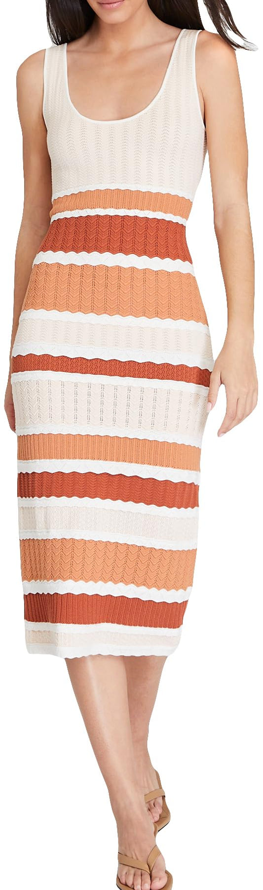 CLUB MONACO Women's Mixed Stitch Dress, Terracotta/Orange