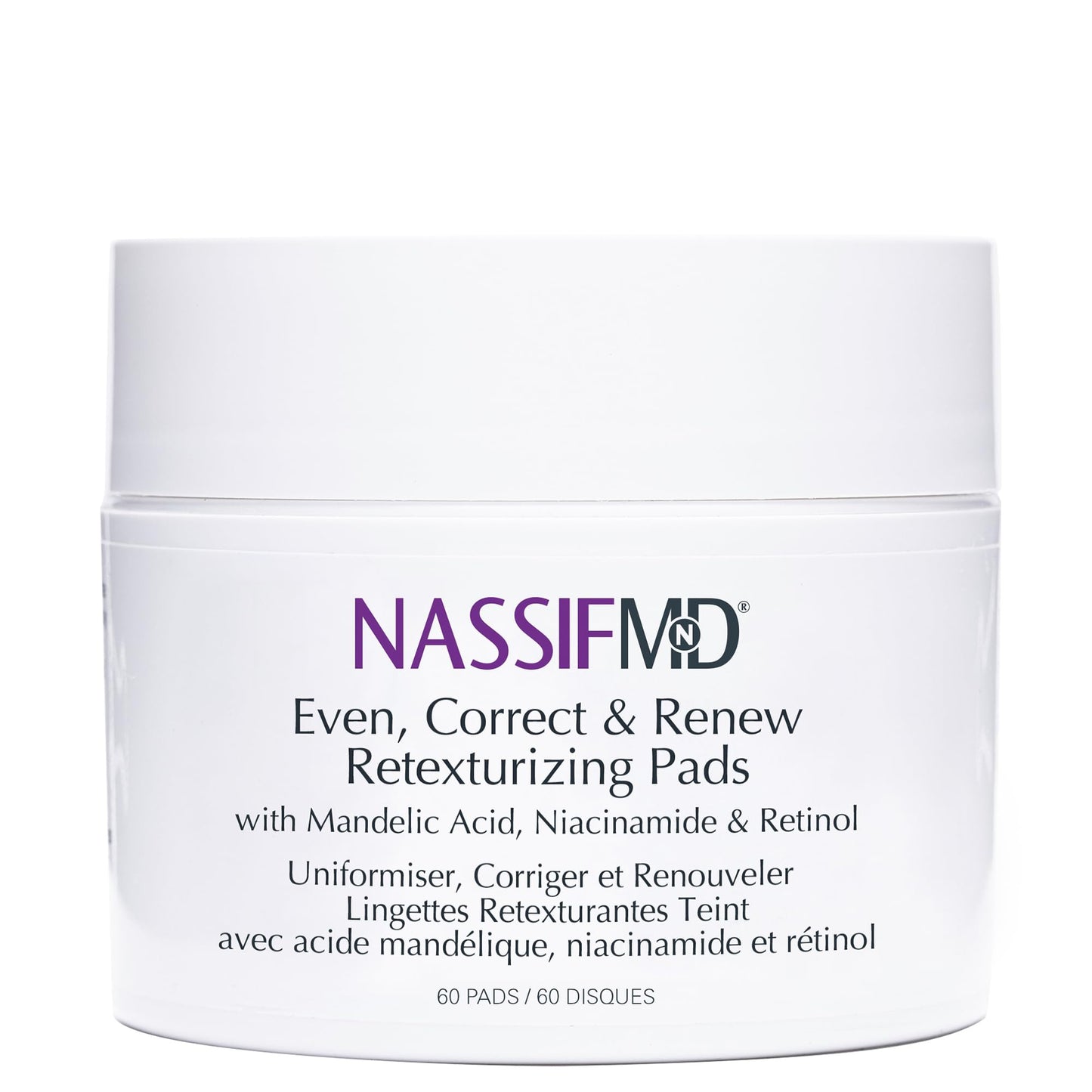 NassifMD Even, Correct & Renew Retexturizing Pads | Chemical Peel for Face | Skin Resurfacing Pads for Post Acne Marks | Hyperpigmentation Treatment for Face | Niacinamide Pore Minimizer Treatment