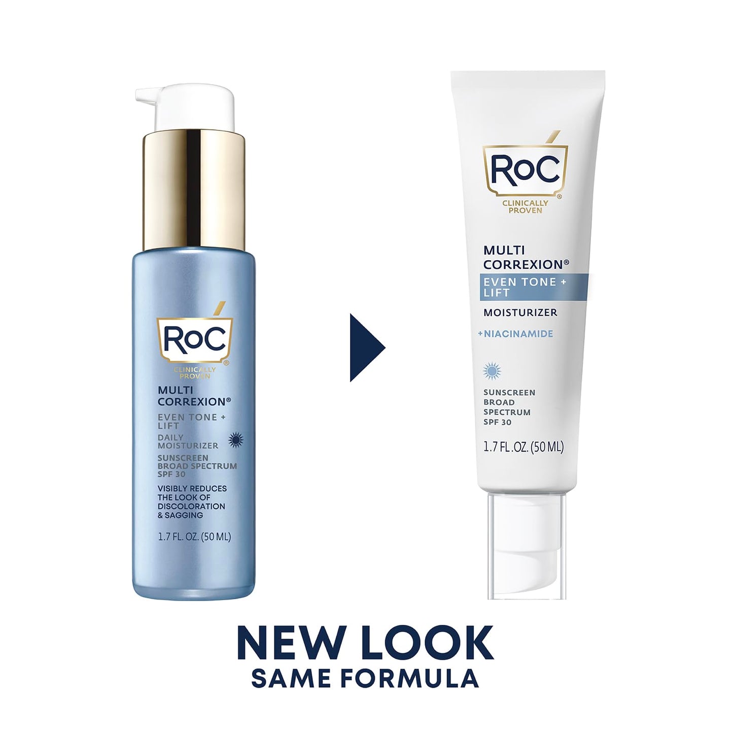 RoC Multi Correxion 5 in 1 Anti-Aging Daily Face Moisturizer with Broad Spectrum SPF 30 & Shea Butter, Stocking Stuffer for Men & Women, (1.7 oz) with Night Cream Packette (Packaging May Vary)