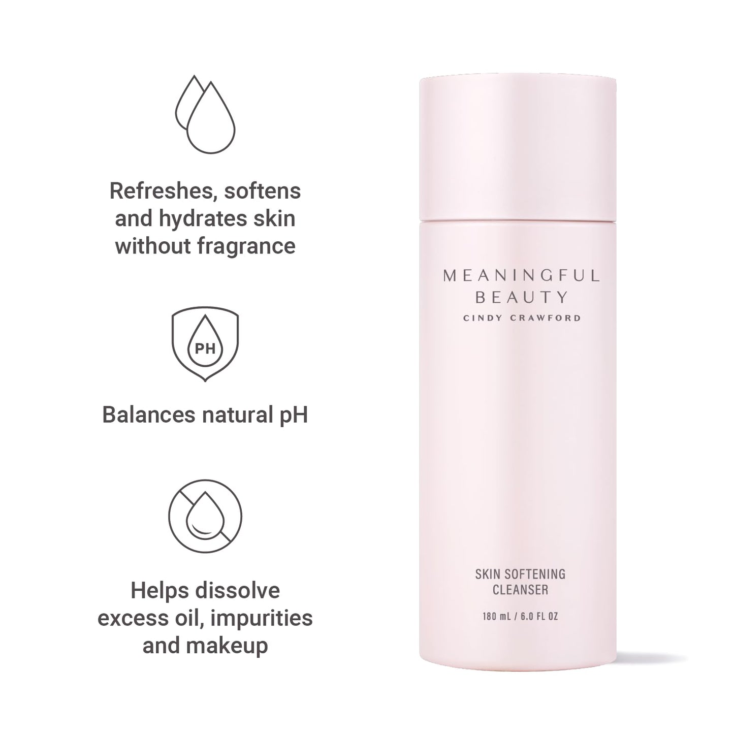 Meaningful Beauty Skin Softening Cleanser (Non-Foaming, Oil Free, Fragrance Free Wash), 6 Fl Oz