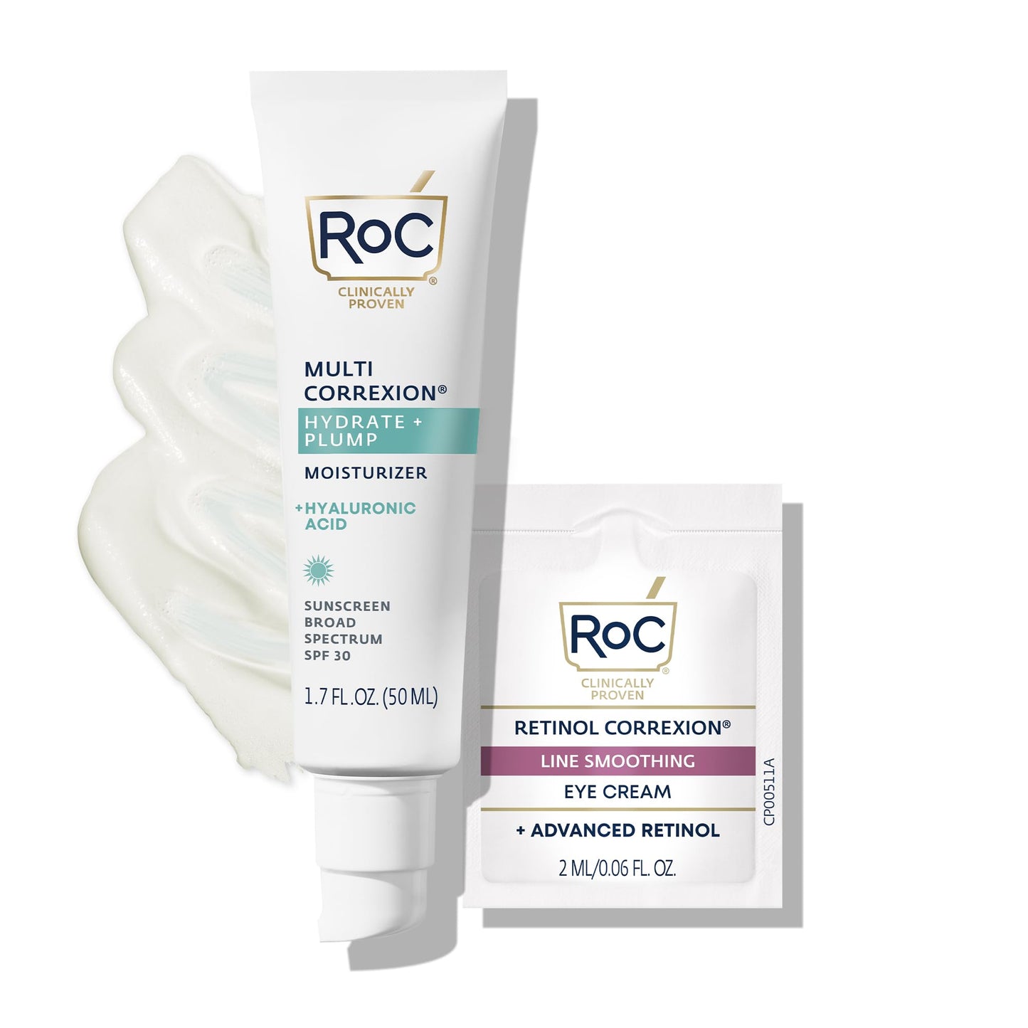 RoC Multi Correxion 1.5% Pure Hyaluronic Acid Anti Aging Daily Face Moisturizer, Broad Spectrum Sunscreen SPF 30, Stocking Stuffers for Men & Women, (1.7 oz) with Retinol Packette (Packaging May Vary)