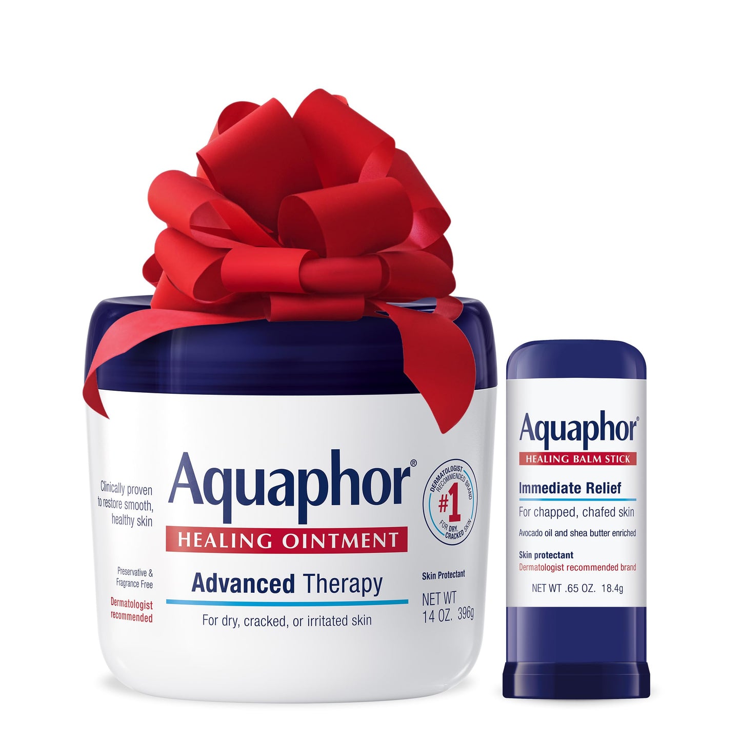 Aquaphor Advanced Therapy Skin Care Set, Aquaphor Healing Ointment Skin Protectant, Body Moisturizer for Dry Skin, 14 Oz Jar + Aquaphor Healing Balm Stick, 0.65 Oz, Holiday Gifts for Self Care