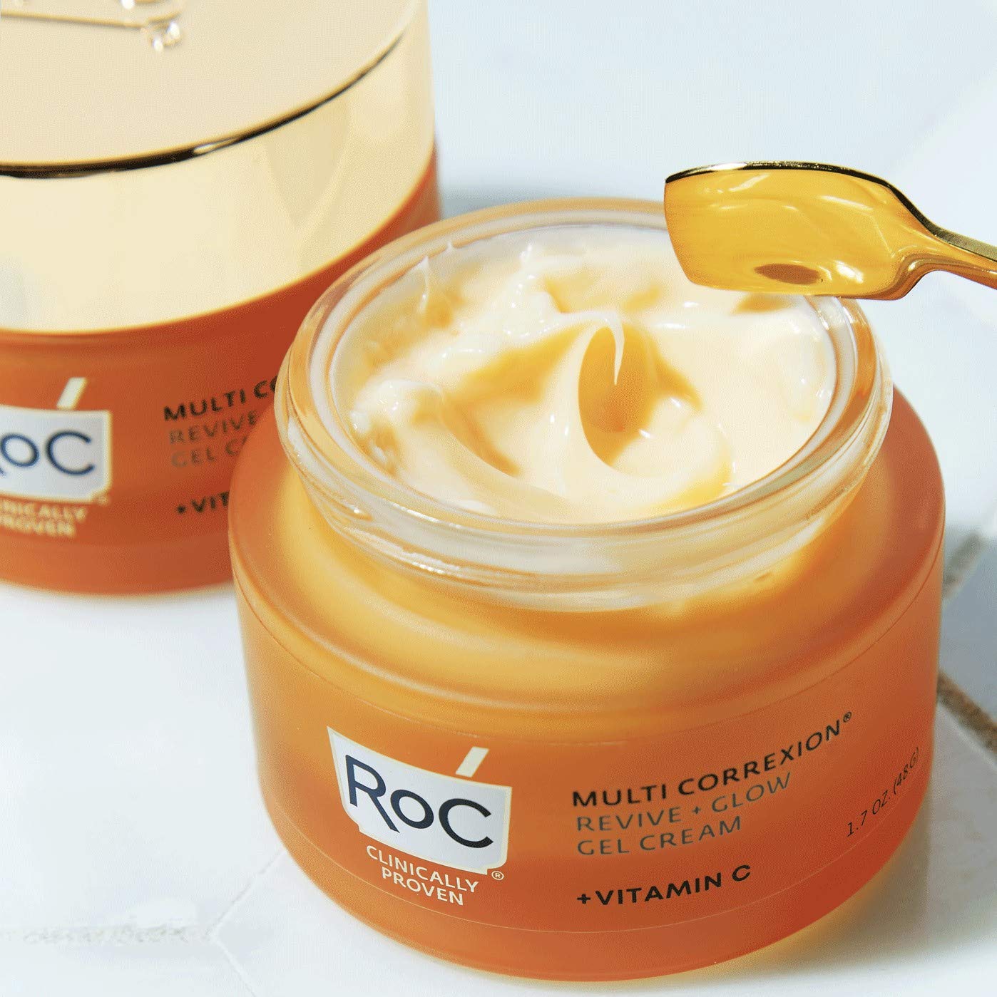 RoC Multi Correxion Revive + Glow 10% Vitamin C Blend Face Moisturizer, Anti-Aging Gel Cream, Hypo-Allegenic & Oil-Free Skin Care, Stocking Stuffers for Men & Women, 1.7 oz (Packaging May Vary)