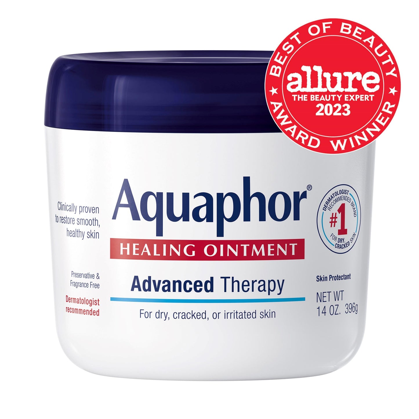 Aquaphor Healing Ointment Advanced Therapy Skin Protectant, Body Moisturizer for Dry Skin, Minor Cuts and Burns, Dry Cuticles, Cracked Heels, Hands and Lips, 14 Oz Jar