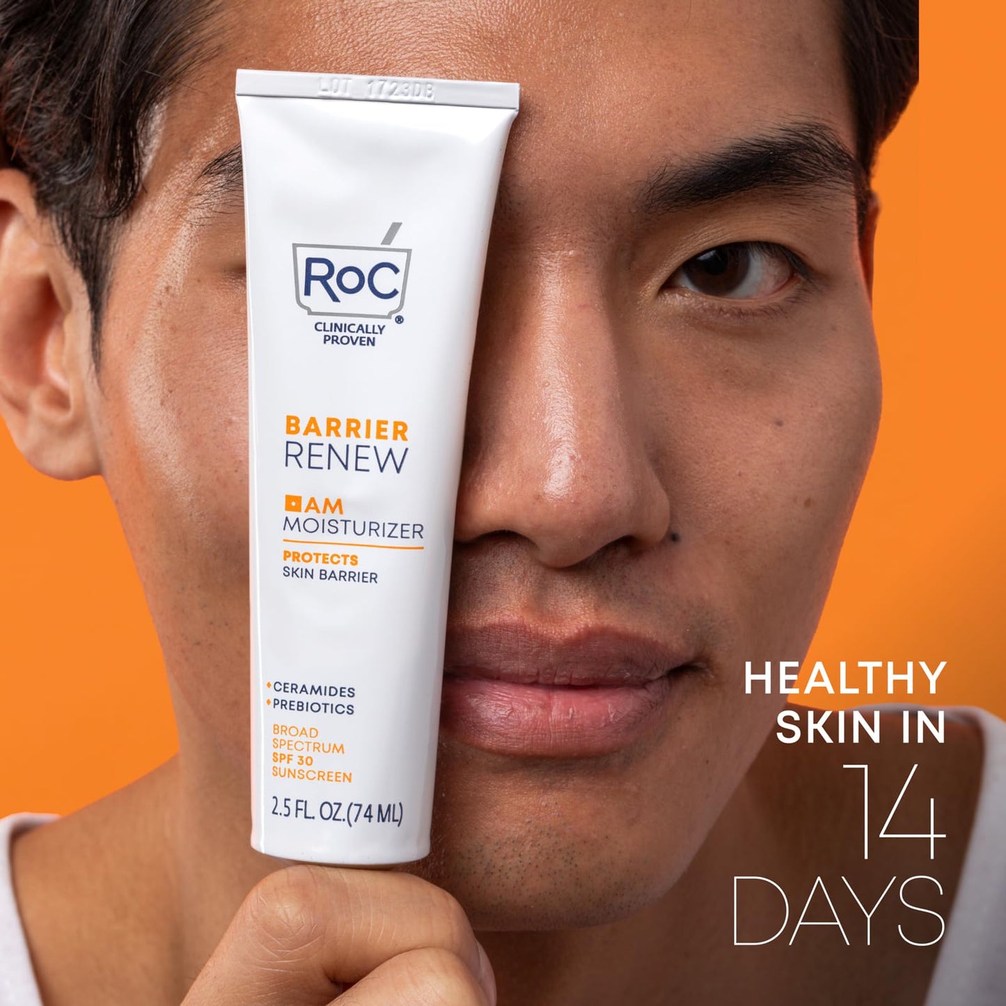 RoC Barrier Renew Day Cream with SPF 30, Moisturizer with Ceramides & Prebiotics to Protect Skin Barrier, Stocking Stuffers for Men & Women, (2.5 oz) with Retinol Eye Cream Packette