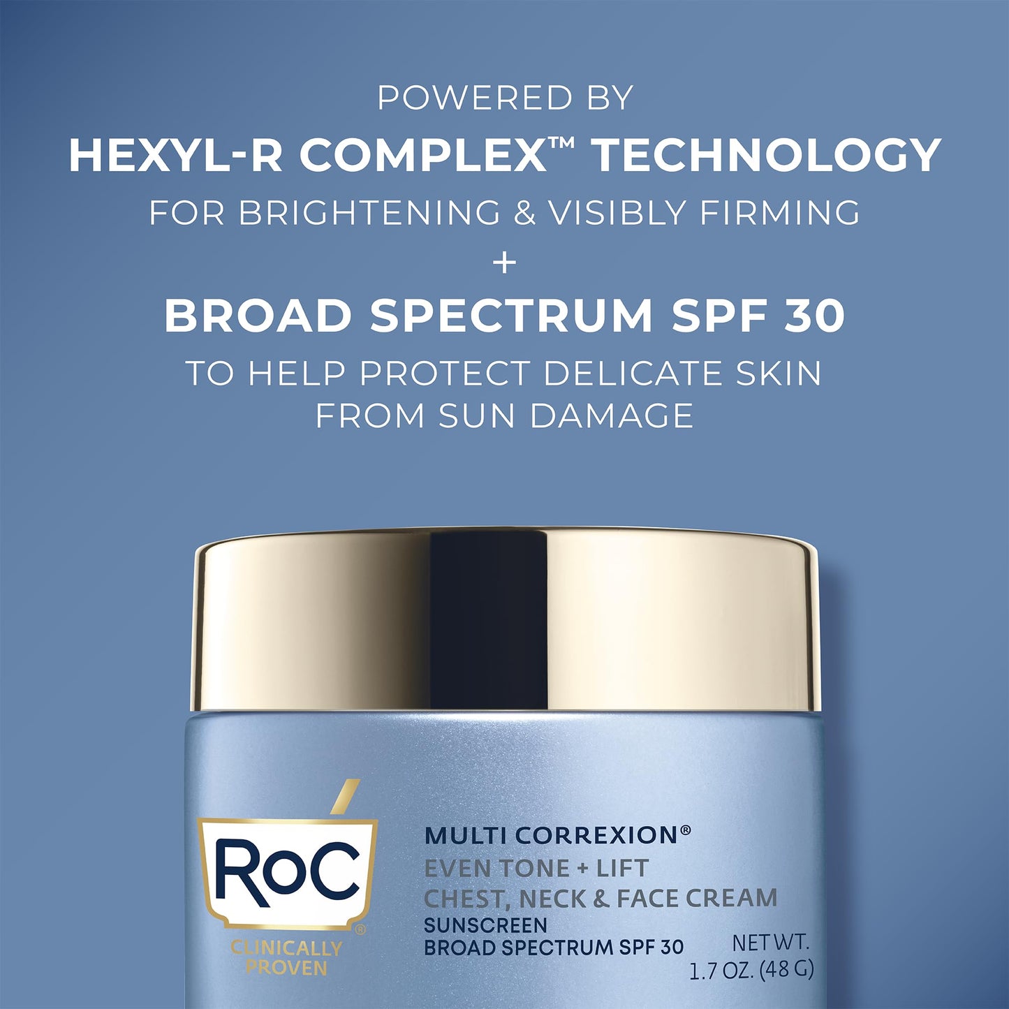 RoC Multi Correxion 5 in 1 Chest, Neck, and Face Moisturizer Cream with SPF 30, for Neck Firming and Wrinkles, Oil Free Skin Care, Stocking Stuffers for Men & Women, 1.7 Ounces (Packaging May Vary)