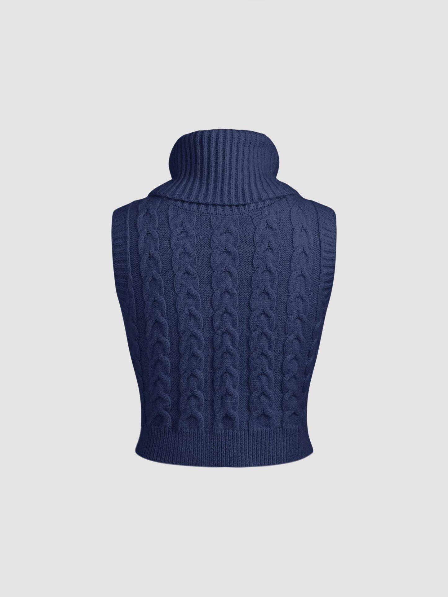 CIDER Women’s Sleeveless Sweater Tops Turtle Necks Cable Knit Croped Vest Tank Top: Blue, M