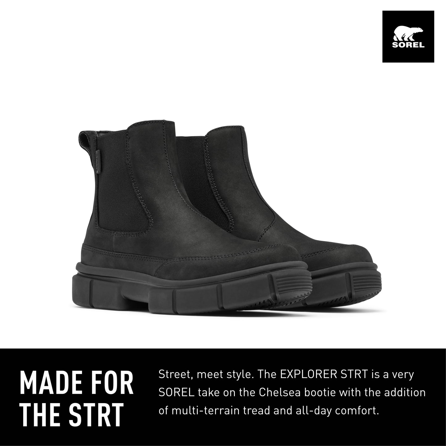 SOREL Women's Explorer STRT Chelsea Boot - Black, Black - 9