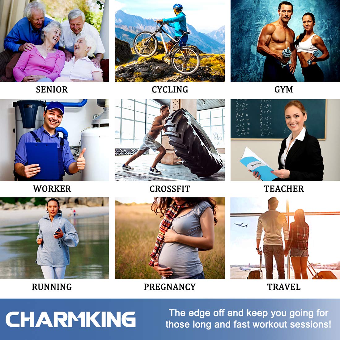 CHARMKING Compression Socks (3 Pairs) - 15-20 mmHg, Athletic Support for Running, Cycling, Travel - Boost Circulation and Performance