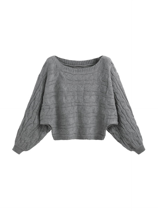 CIDER Women’s Boat Neck Dolman Sleeve Knit Sweater Fall Trendy Sweater Pullover Tops Jumper: Grey, 0XL