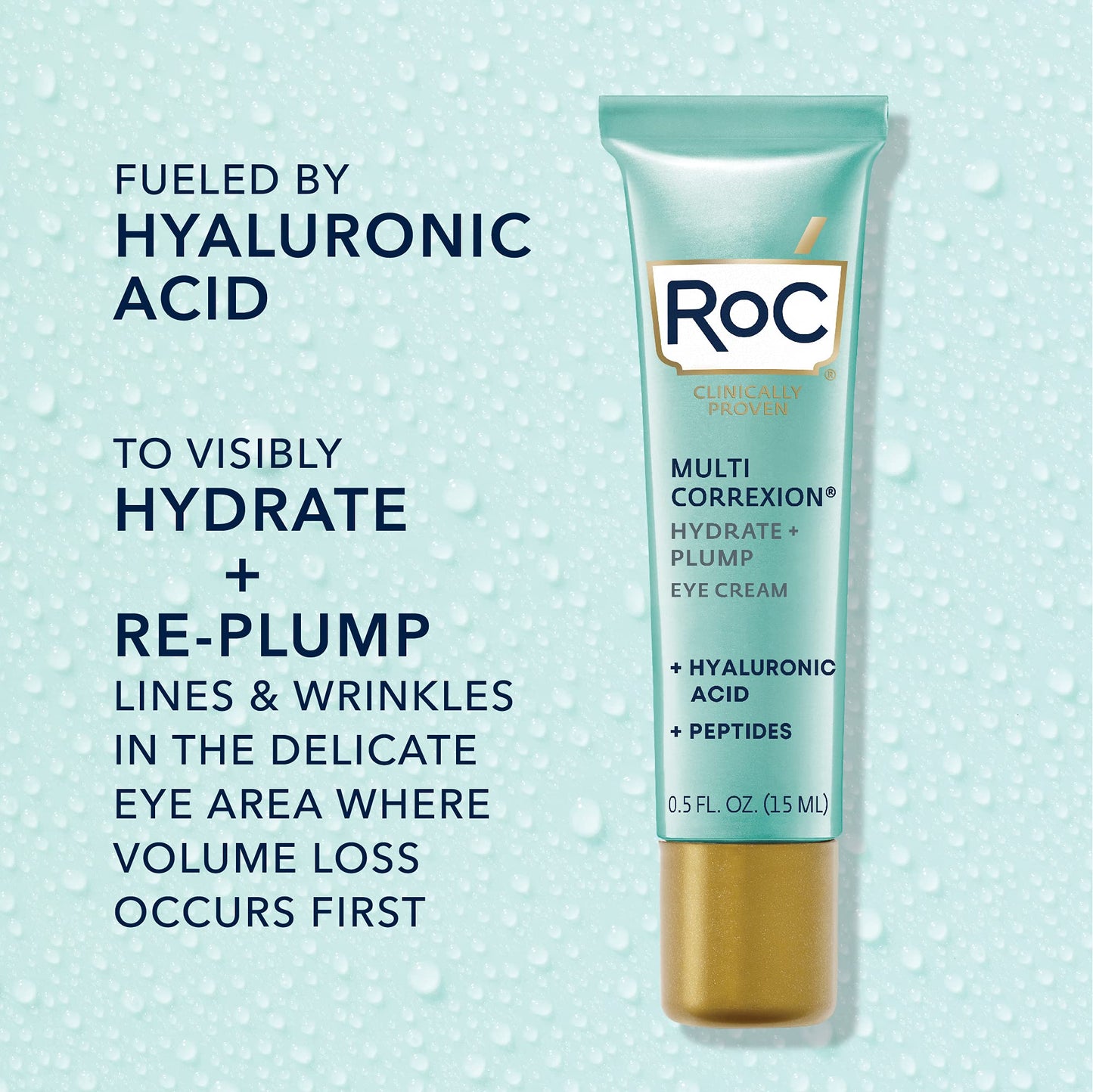 RoC Multi Correxion Hyaluronic Acid Anti Aging Under Eye Cream for Puffiness & Dark Circles (.5 OZ) + RoC Retinol Capsules (7 CT), Fragrance & Paraben Free Skin Care Set, Stocking Stuffers