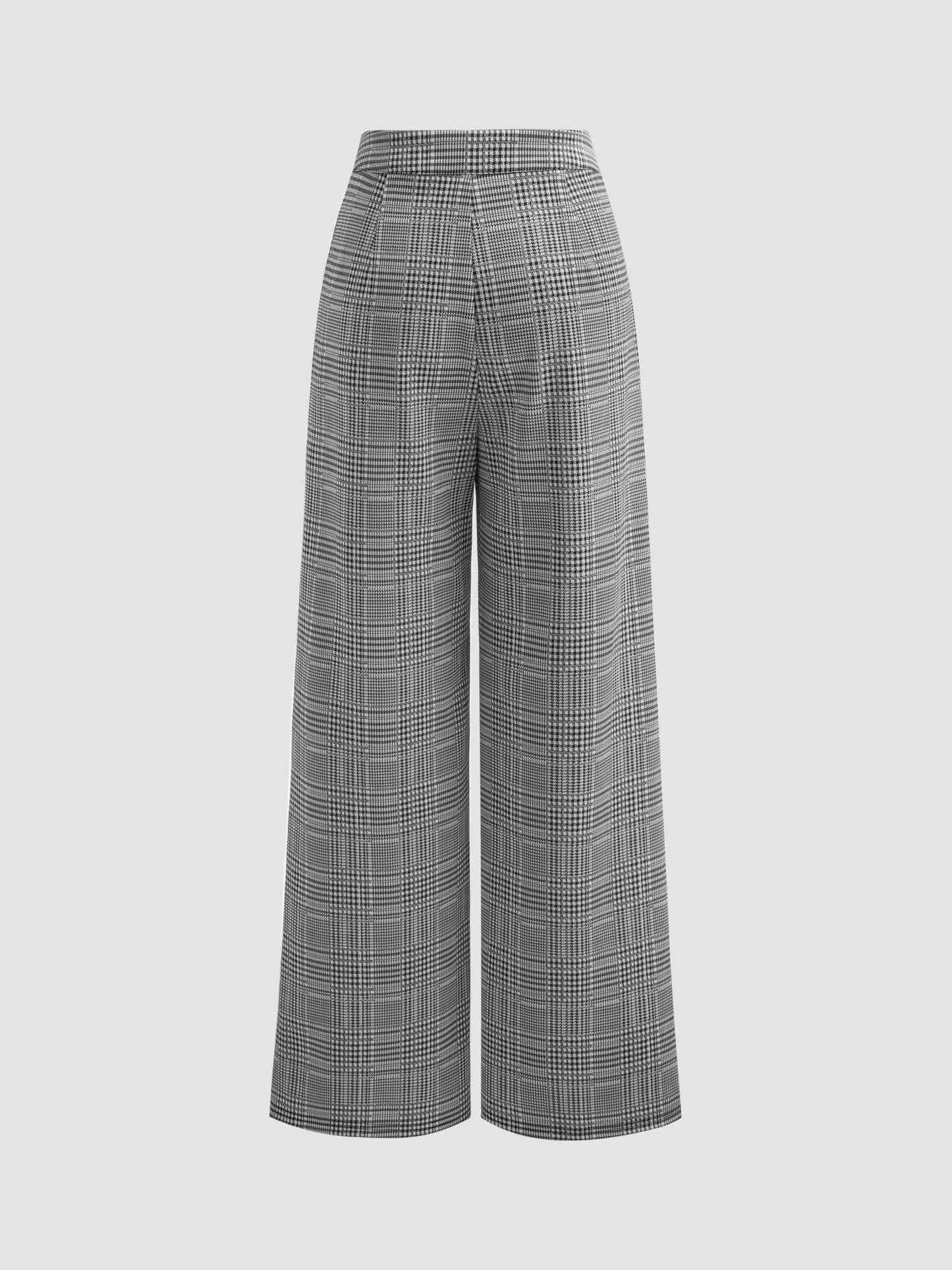 CIDER Women's High Waisted Wide Leg Pants Plaid Pants Business Casual Trousers with Pockets: Grey, M