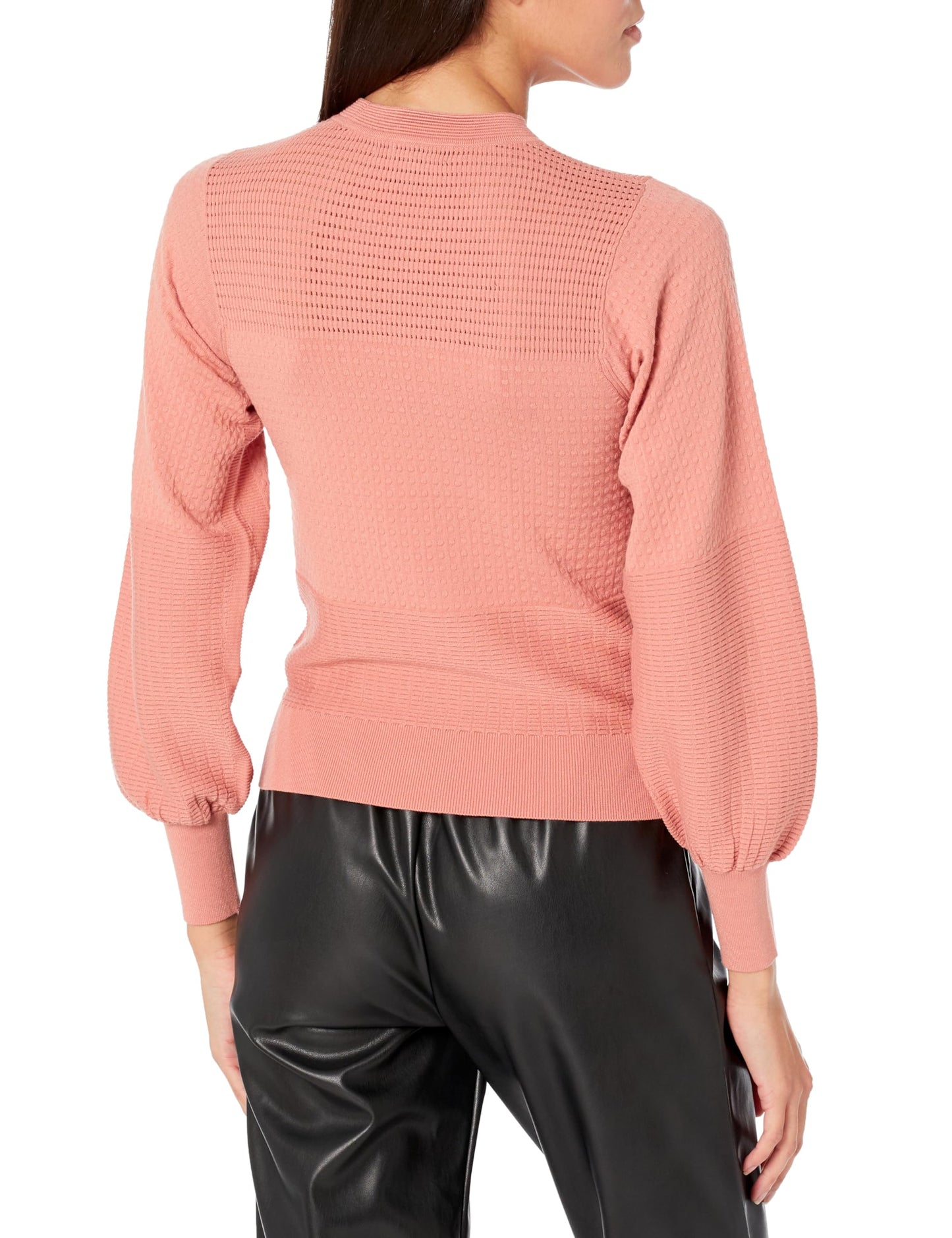 Club Monaco Men's Women's Textured Stitch Crew Neck Sweater, Dusty Pink/Rose, Medium