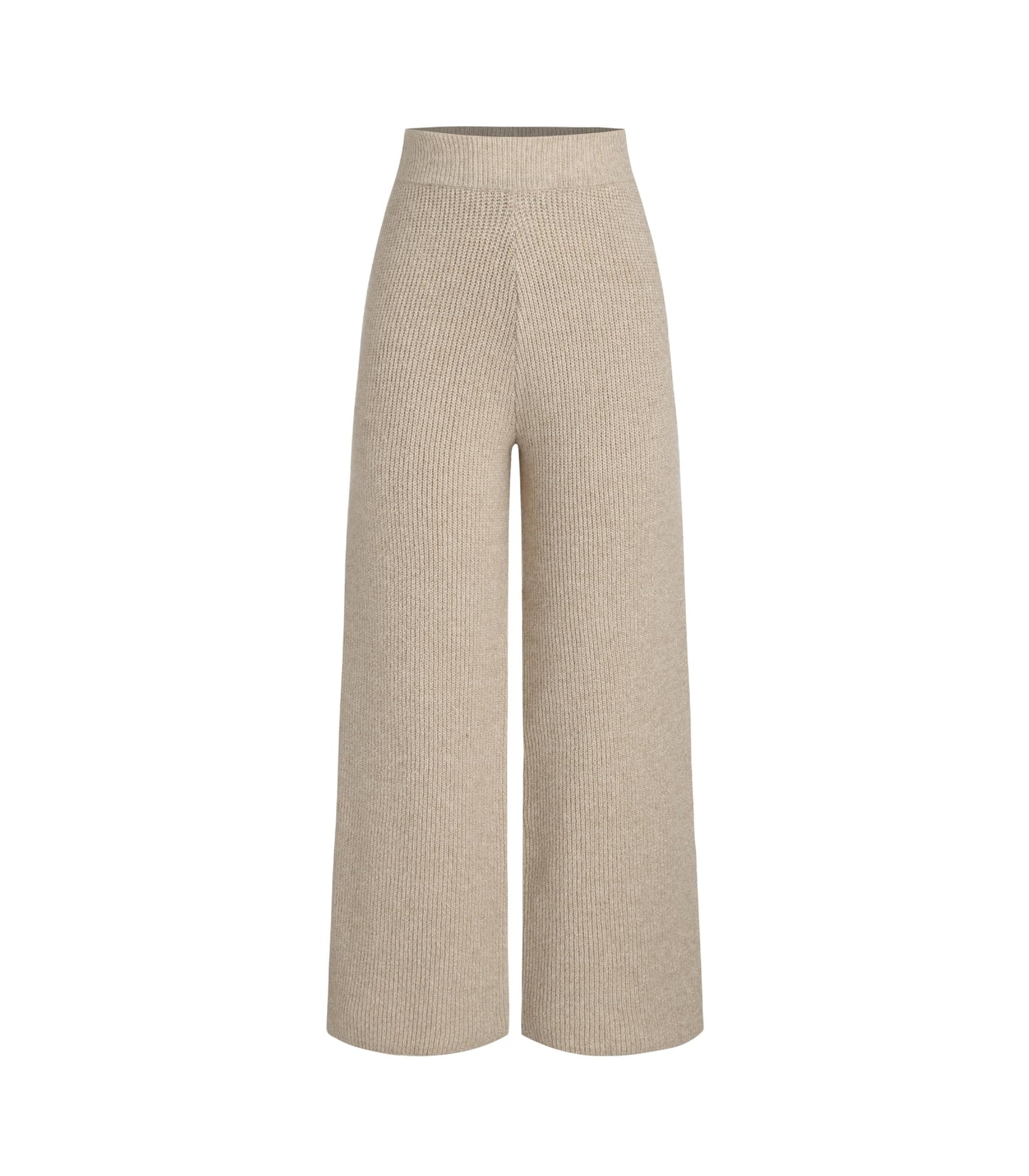 CIDER Lounge Pants Women Wide Leg Mid Waist Ribbed Knit Pants Casual Solid Warm Wool-Blend Sweatpants Fall Winter 2024: Khaki, M