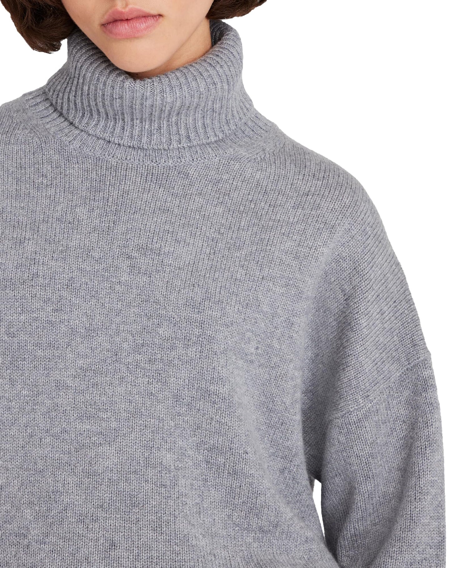 CLUB MONACO Women's Cashmere Turtleneck Pullover, Medium Heather Grey