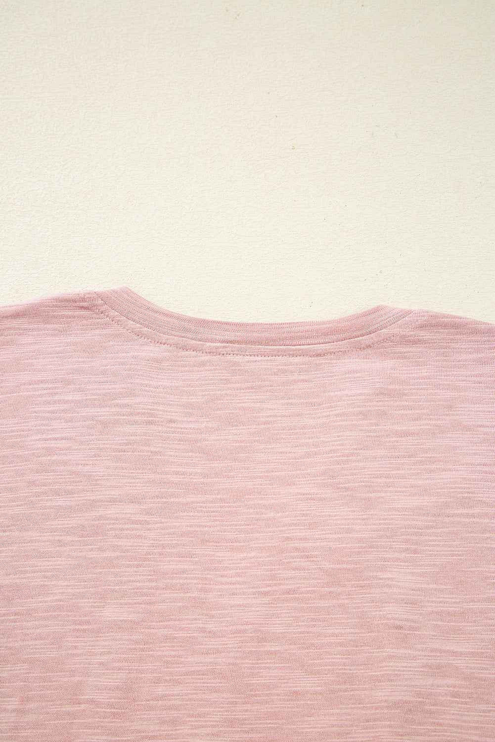 Light Pink Notch V Neck Batwing Sleeve Patchwork Blouse