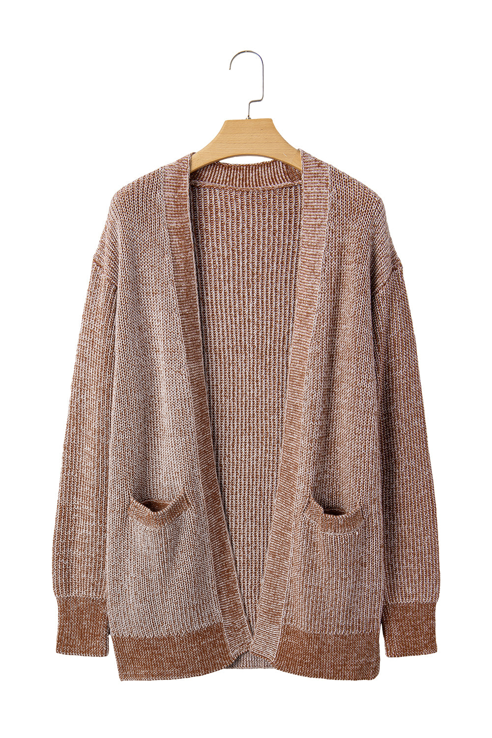 Straw Yellow Open Front Pocket Knit Cardigan
