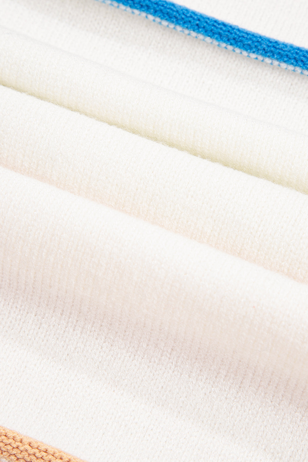White Color Block Striped Open Front Cardigan With Pocket